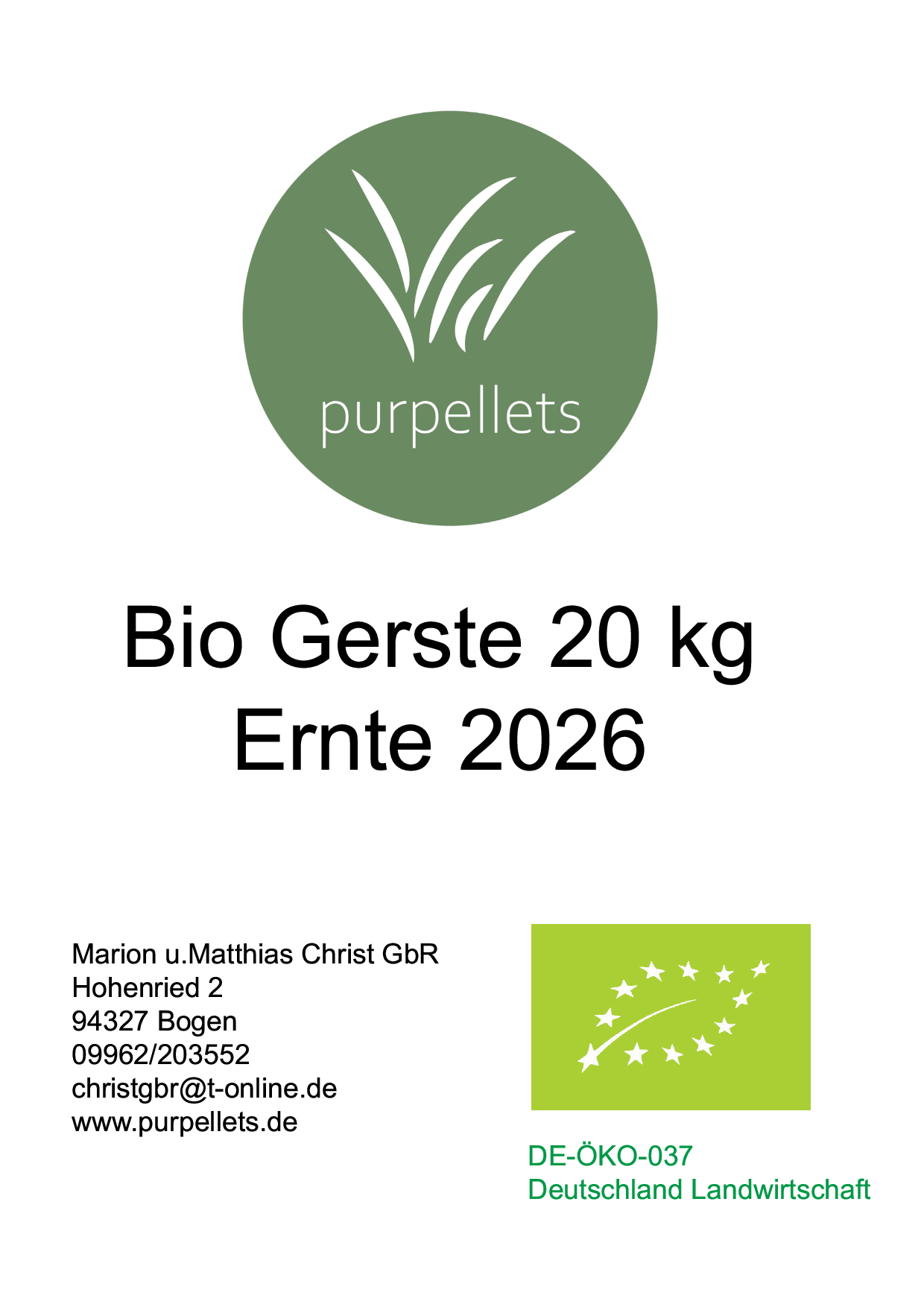 Bio Gerste, 20kg